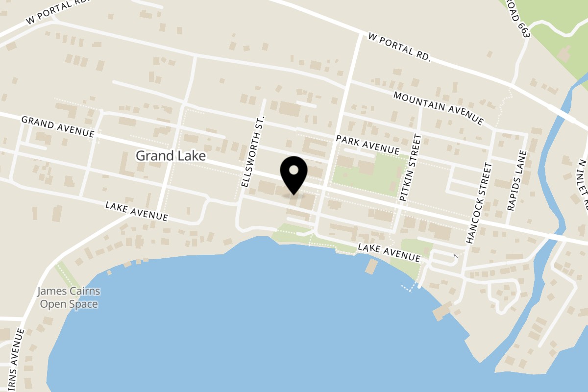 Map showing the location of Durbar Nepalese and Indian Bistro Grand Lake on 920 Grand Ave in Grand Lake